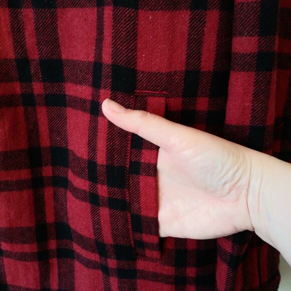 Treasure Bond L Plaid Faux Sherpa Lined Flannel Shacket Jacket Coat Wool Blend - Picture 8 of 12